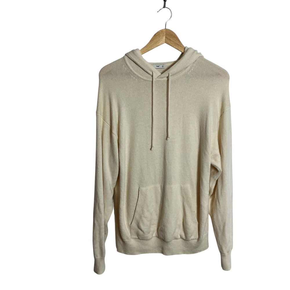 Aritzia TNA Medium Cream Wool Cashmere Hooded Sweater Pullover Cozy Relaxed
